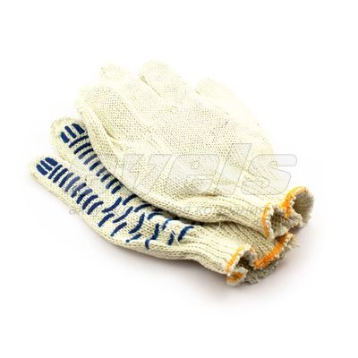 Перчатки Х/Б 5 нити 7 класс вязки с ПВХ покрытием. "Волна" / белые — основное фото